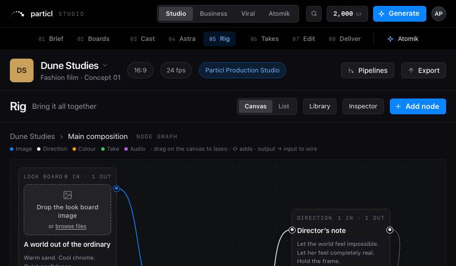 Rig, the node graph of a shot